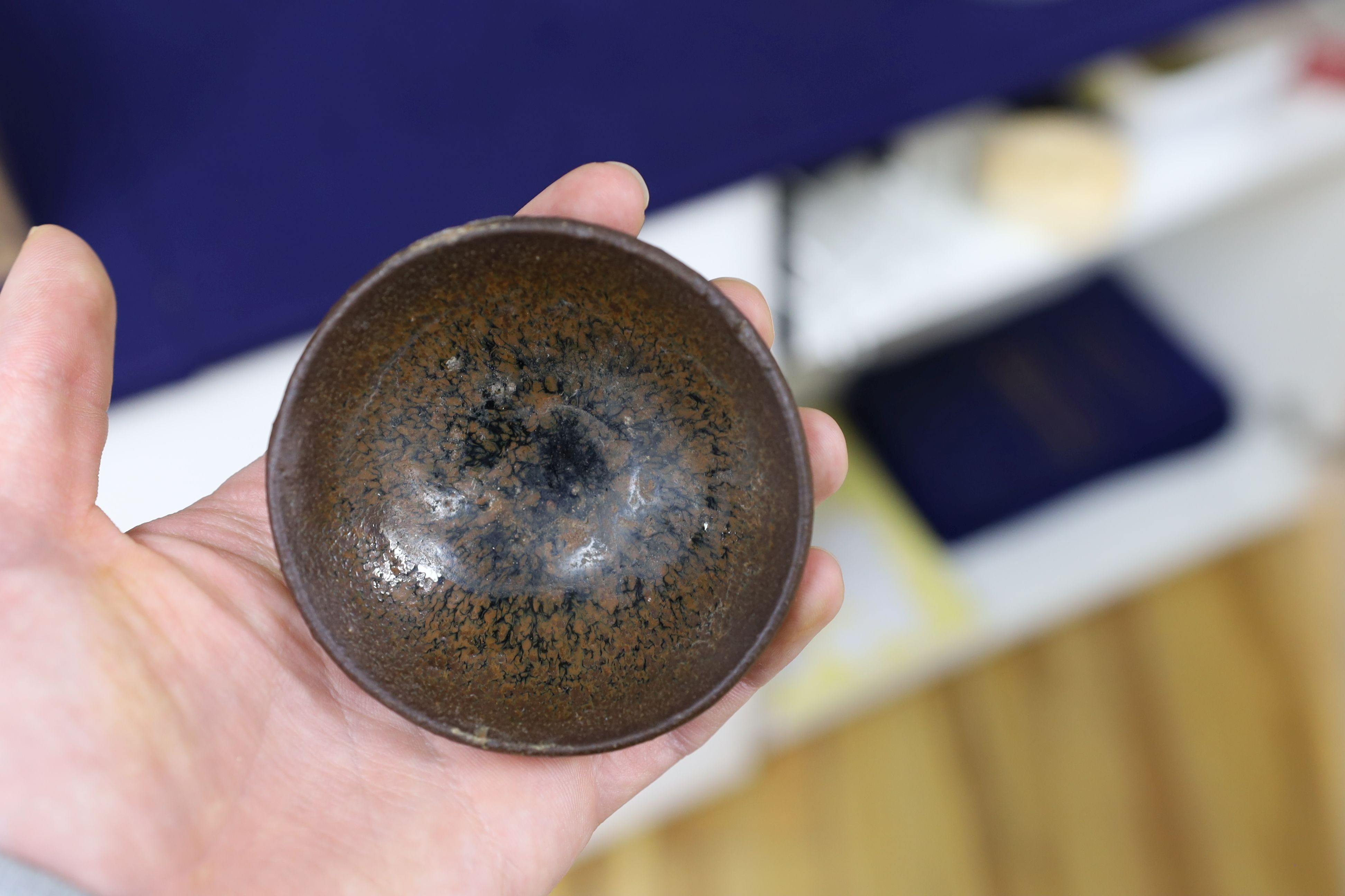 A group of Chinese Jian ware tea bowls, Song dynasty, largest 11.5 cms diameter, 7cm to 11.4cm diameter